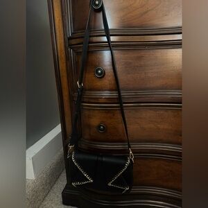 bebe Black Crossbody Bag with Gold Accents
